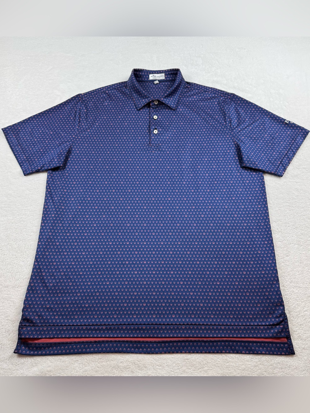 Peter Millar summer comfort kiawah Ocean skull polo golf shirt men’s size L blue